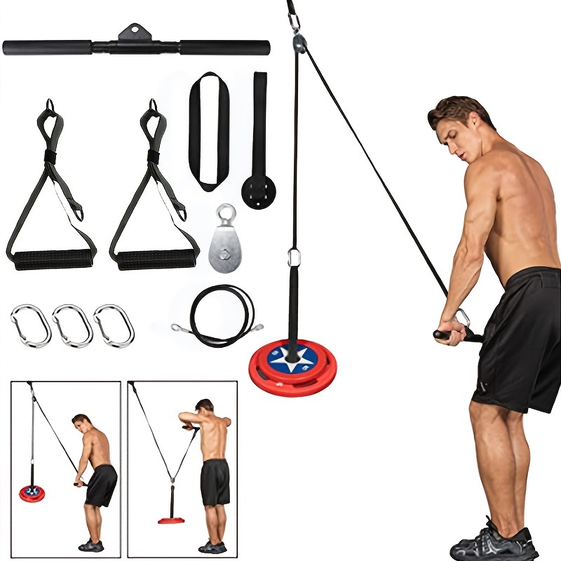 Oak-Sports Universal Home Gym Cable Pulley System for Arm, Back, and Abdominal Strength Training - LAT Pull Down Attachment with Straight Bar, Handles, Steel Wire Rope for Squat Racks, Multiple Colors, Includes Accessories for Functional Fitness, Ideal for Father'S Day and Teachers' Day