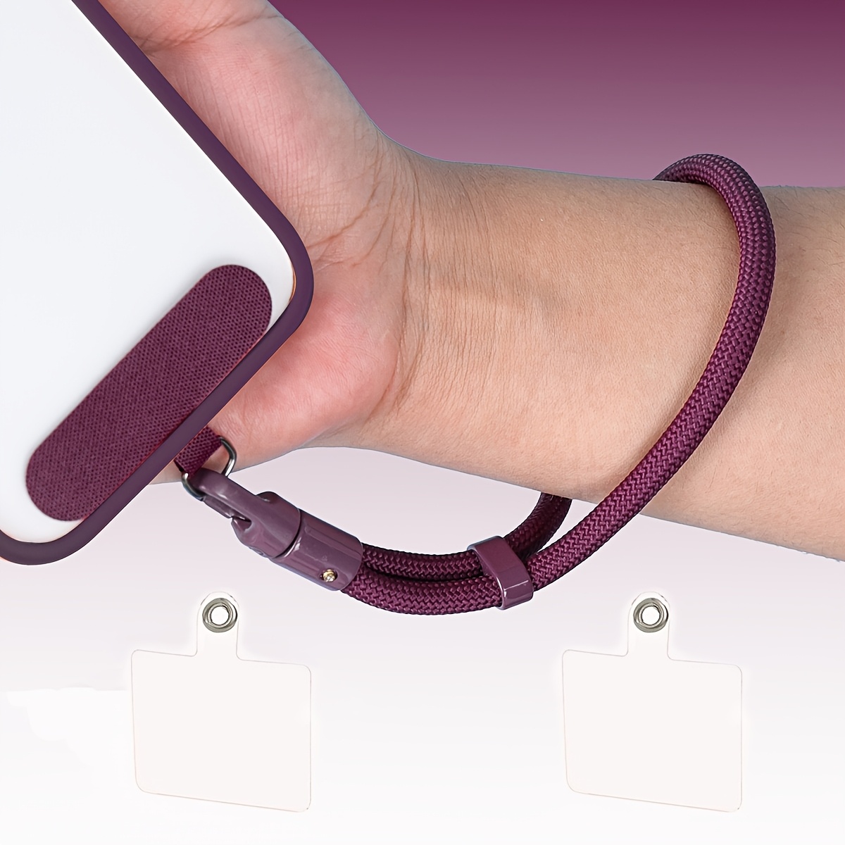 TEMU 1pc Phone Cable And 3pcs Clips, Adjustable Nylon Cord And Wrist Strap, 360° Rotatable Clip, Universal Compatibility, Suitable For Men And Women,
