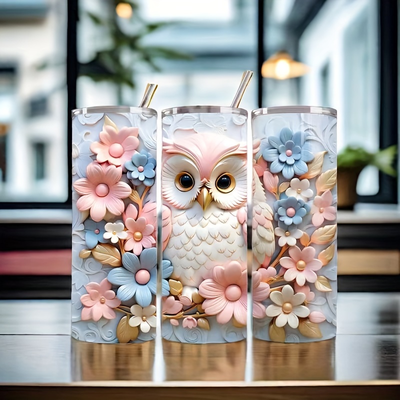 

1pcs 20oz Steel Lid, 3d Owl Pattern, Insulated Mug For Hot And , Portable For , ,