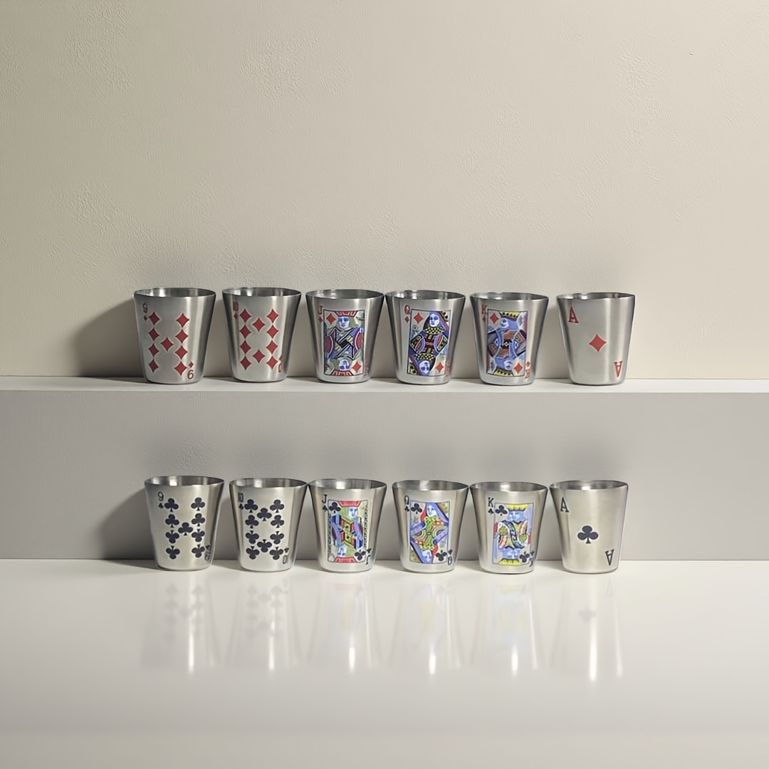 TEMU Bicchiere da whisky con motivo a poker, piccolo bicchiere in acciaio inossidabile, bicchiere da whisky