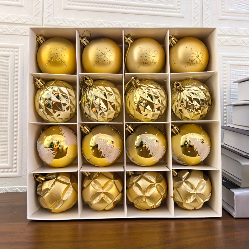 TEMU Boules de Noël, décorations de Noël à suspendre 2,36 pouces, 16 pièces, fête d'année, cour, décorations de sapin de Noël, boules colorées à