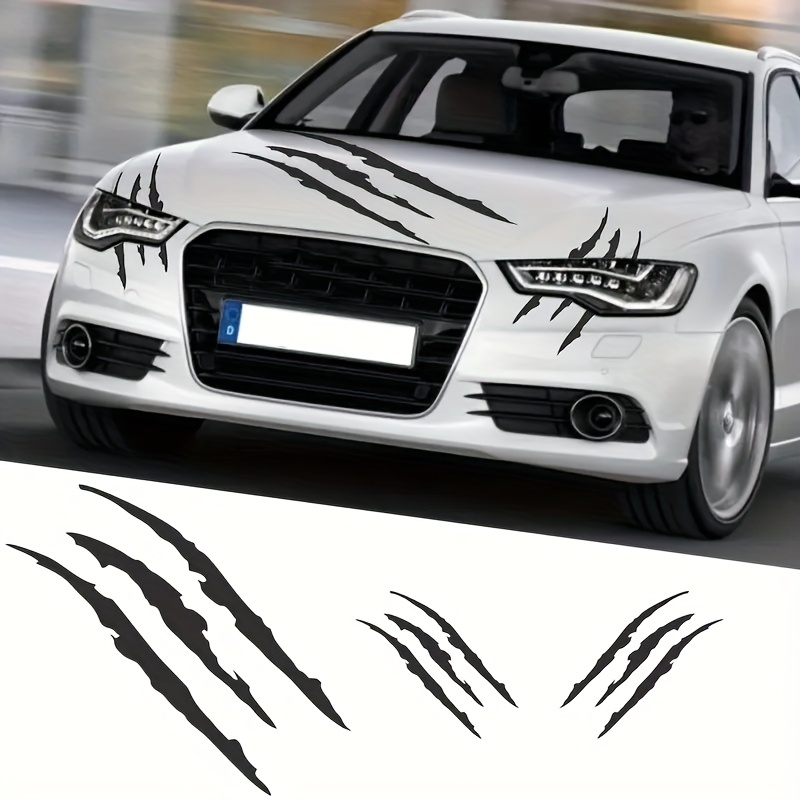 Kit Autocollants Voiture Sport 5 Pièces - Capot, Rétroviseurs, Latéraux - Blanc