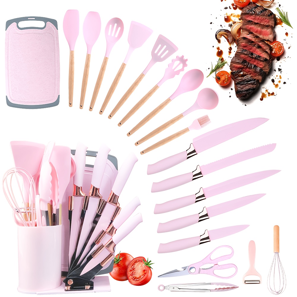 TEMU Silicone Kitchenware 20pcs Set - Pink
