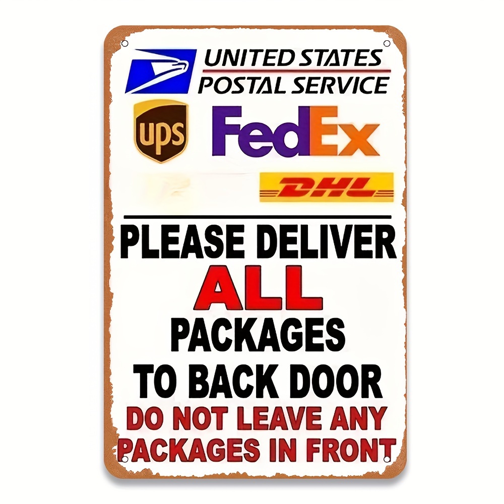 

Room Decor 1pc Weather-resistant Iron Metal Sign For Package Delivery - "do Not Leave Packages At The " - Office And Home Decor, 8x12 Inches