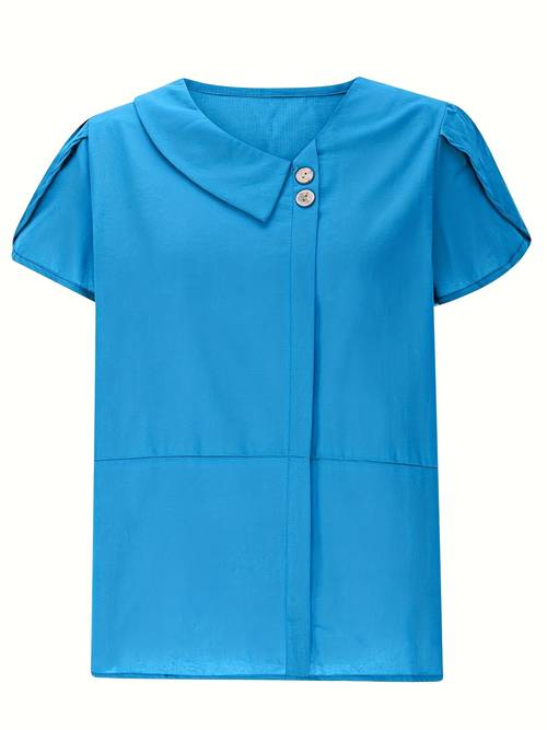 womens fashion solid button shirt female v neck loose t shirt blouse