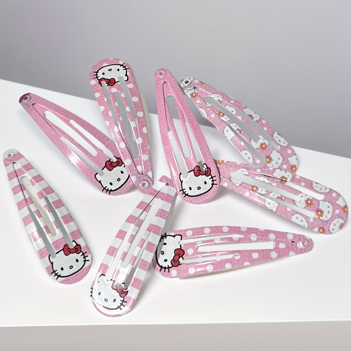 Image of 4/8pcs Of Hello Kitty Cute Bb Clips - Japanese Hairpins, Versatile Cartoon Hair Additions For Women, Clips For Teens, Popular Items For Everyday School Outfits