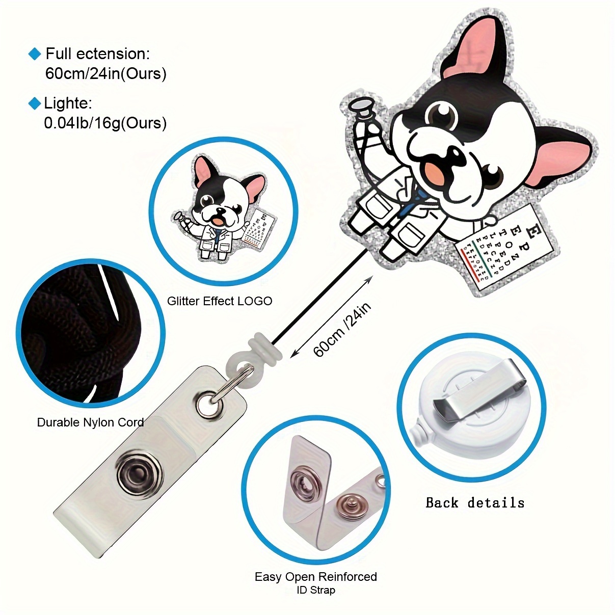 French Bulldog Gifts, Nurse Badge Reel, Dog Badge Reel, Animal