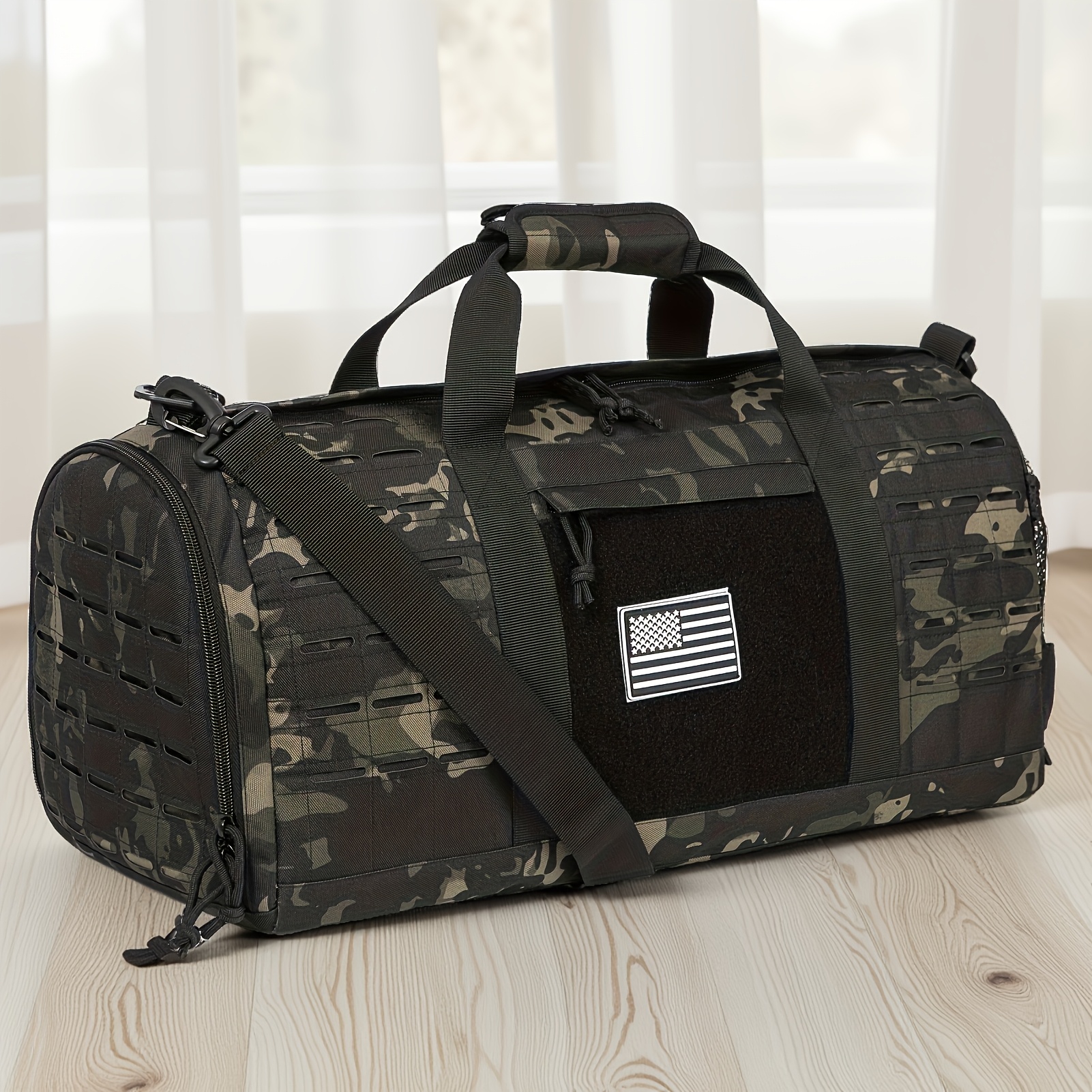 Image of 40l Large Capacity Outdoor Duffle Bag For Men Women, Fitness Training Bag Portable Travel Weekender Bag With Separate Shoe Pocket For Sports Outdoor Activities