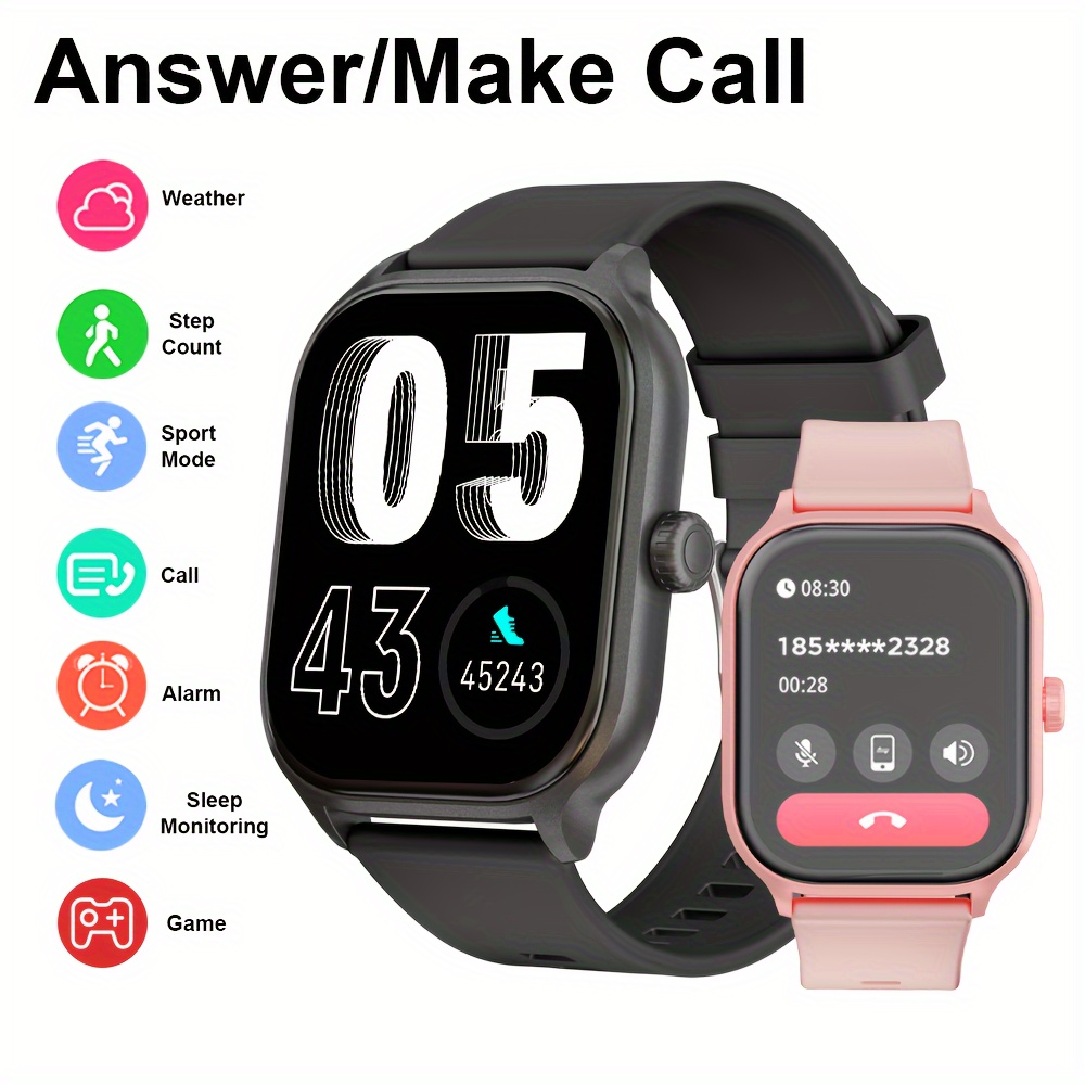 Nerunsa Smart Watch(Answer/Make Call), 1.85 Smartwatch for Men Women IP68  Waterproof, 100+ Sport Modes, Fitness Activity Tracker,Heart