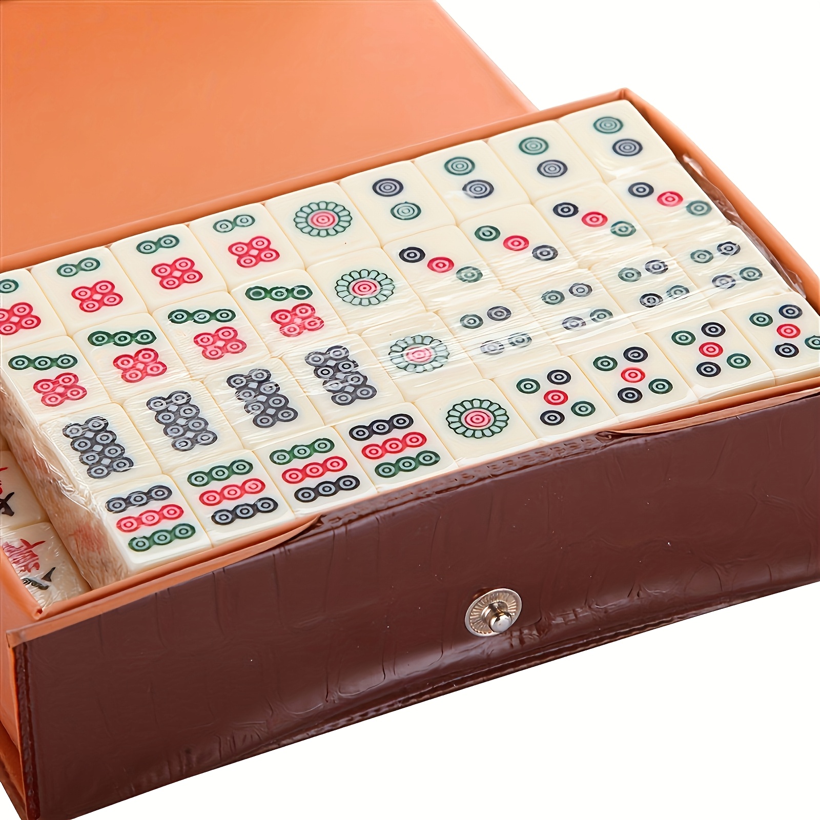 

Ensemble de Mahjong chinois édition standard, 144 tuiles avec dés et pièces de rechange, jeu de , amusement , matériau PP , portable avec étui de transport.