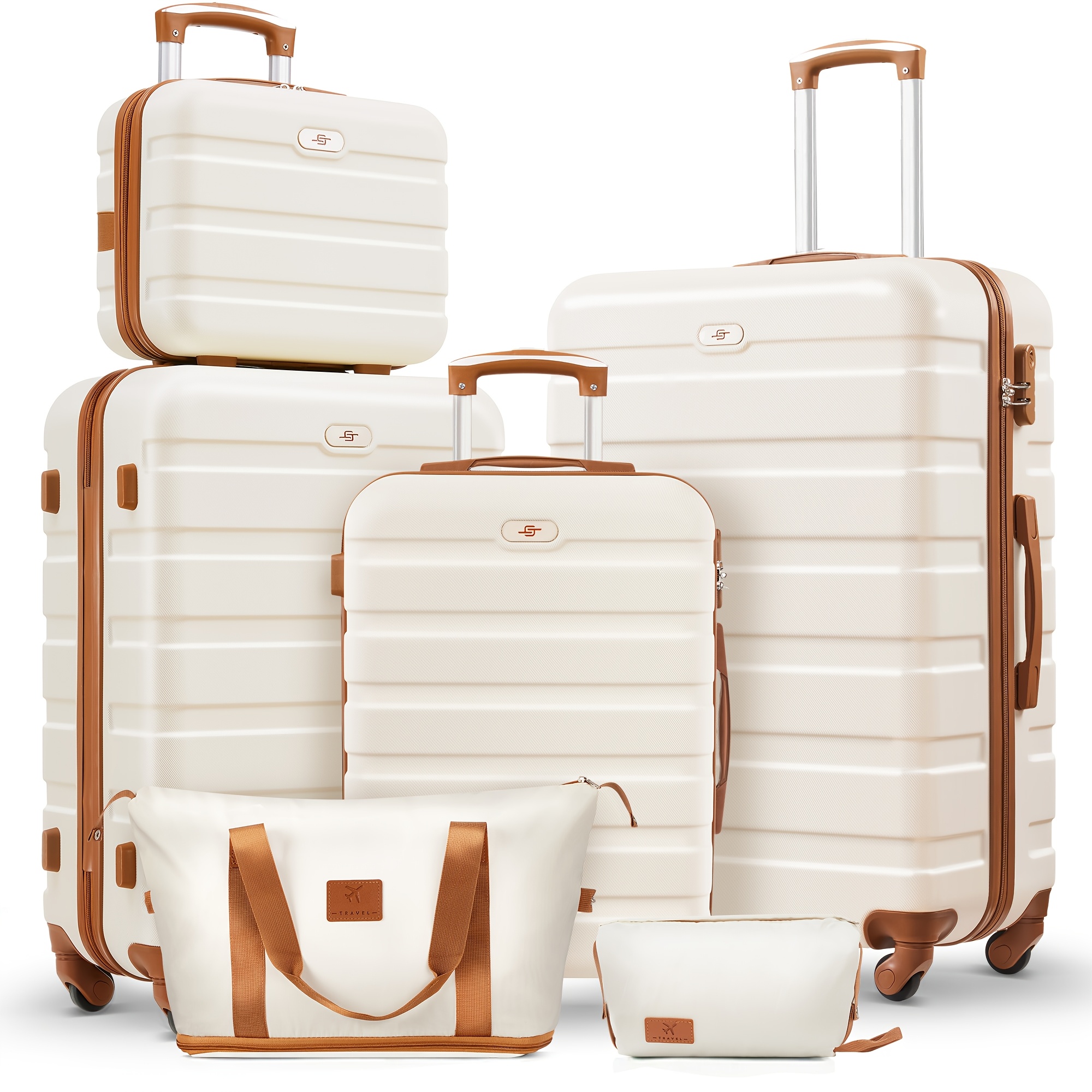 suitcase set multi piece suitcase set abs material safety combination lock three section adjustable pull rod 360 rich suitcase set