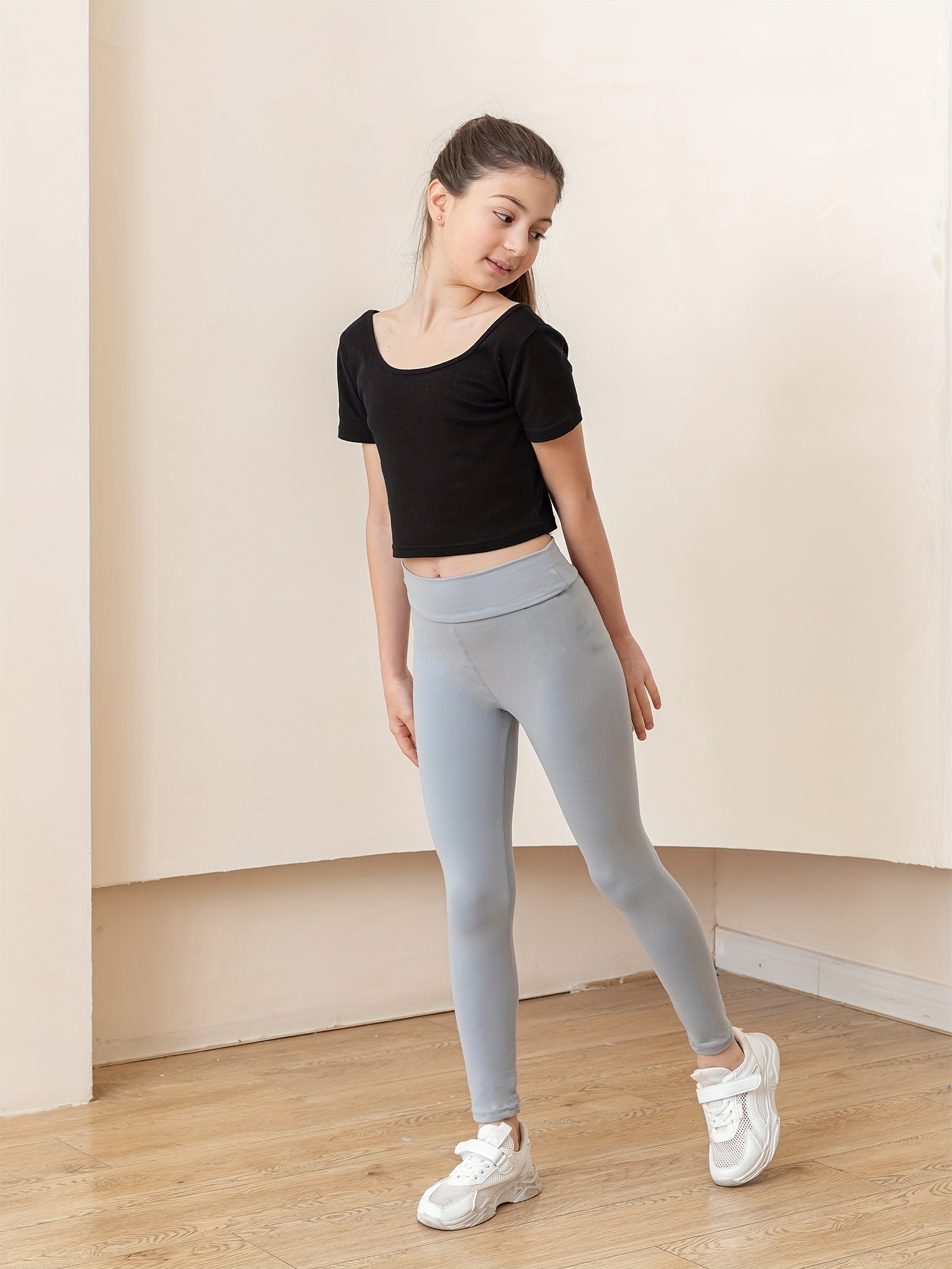 COEQINE Kids Girls' Leggings Yoga Pants Activewear Leggings Cute Stretch  Yoga Pants Ankle Length 4-13 Years,Black : : Fashion