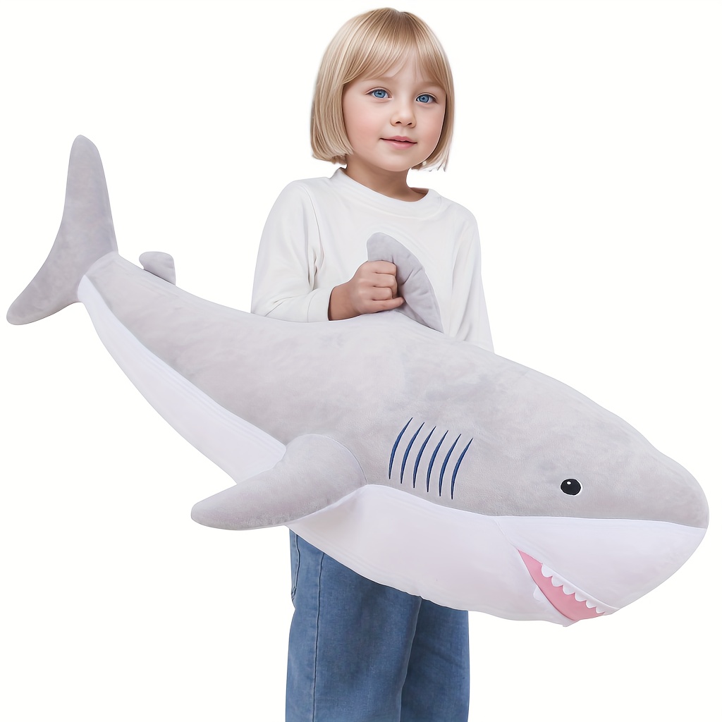 2sizes Giant Shark Plush Toy Soft Stuffed Animal Pillow Cute - Temu
