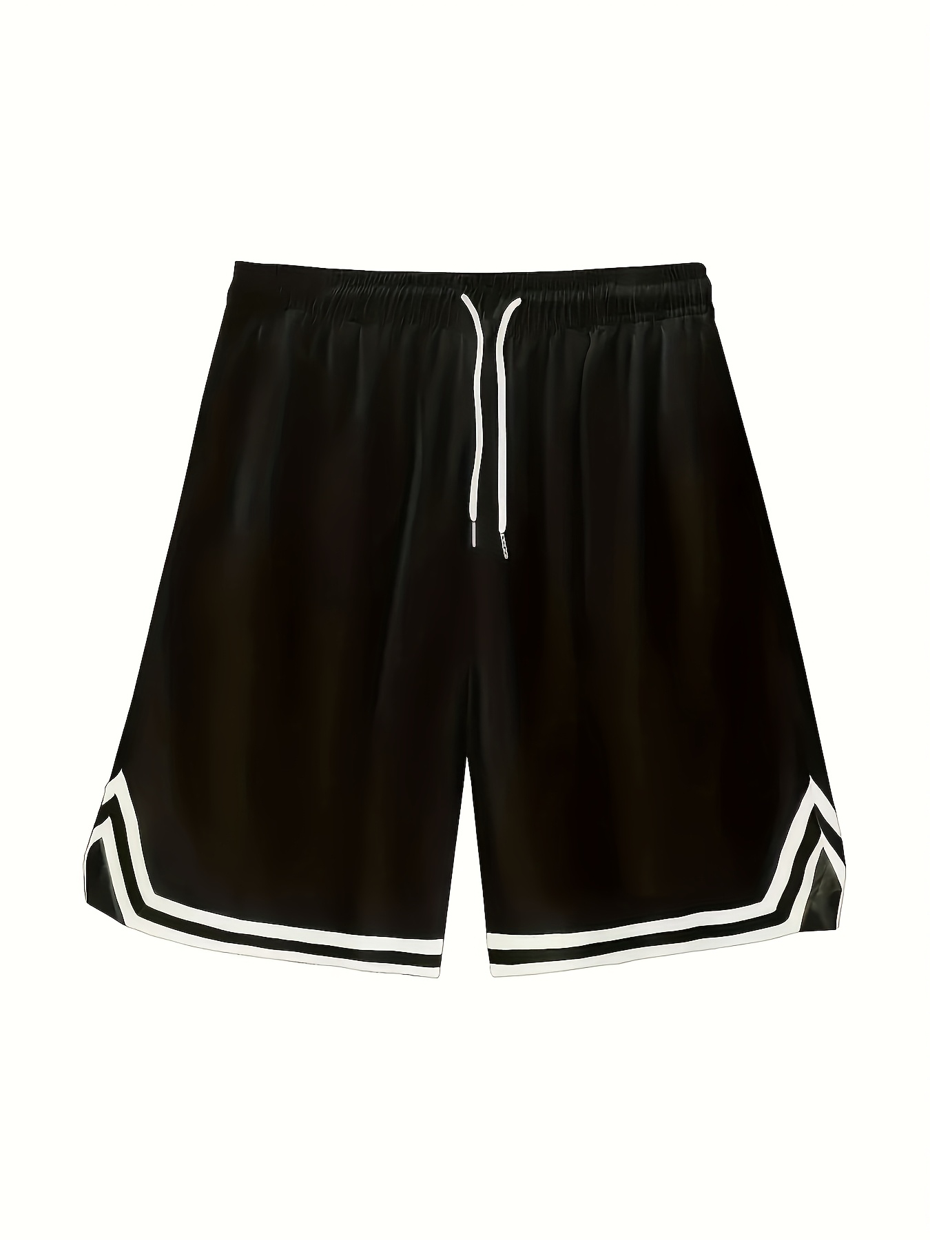 Pantalones cortos deportivos para mujer, negros con rayas blancas  cintura elástica, abertura lateral, transpirables y cómod