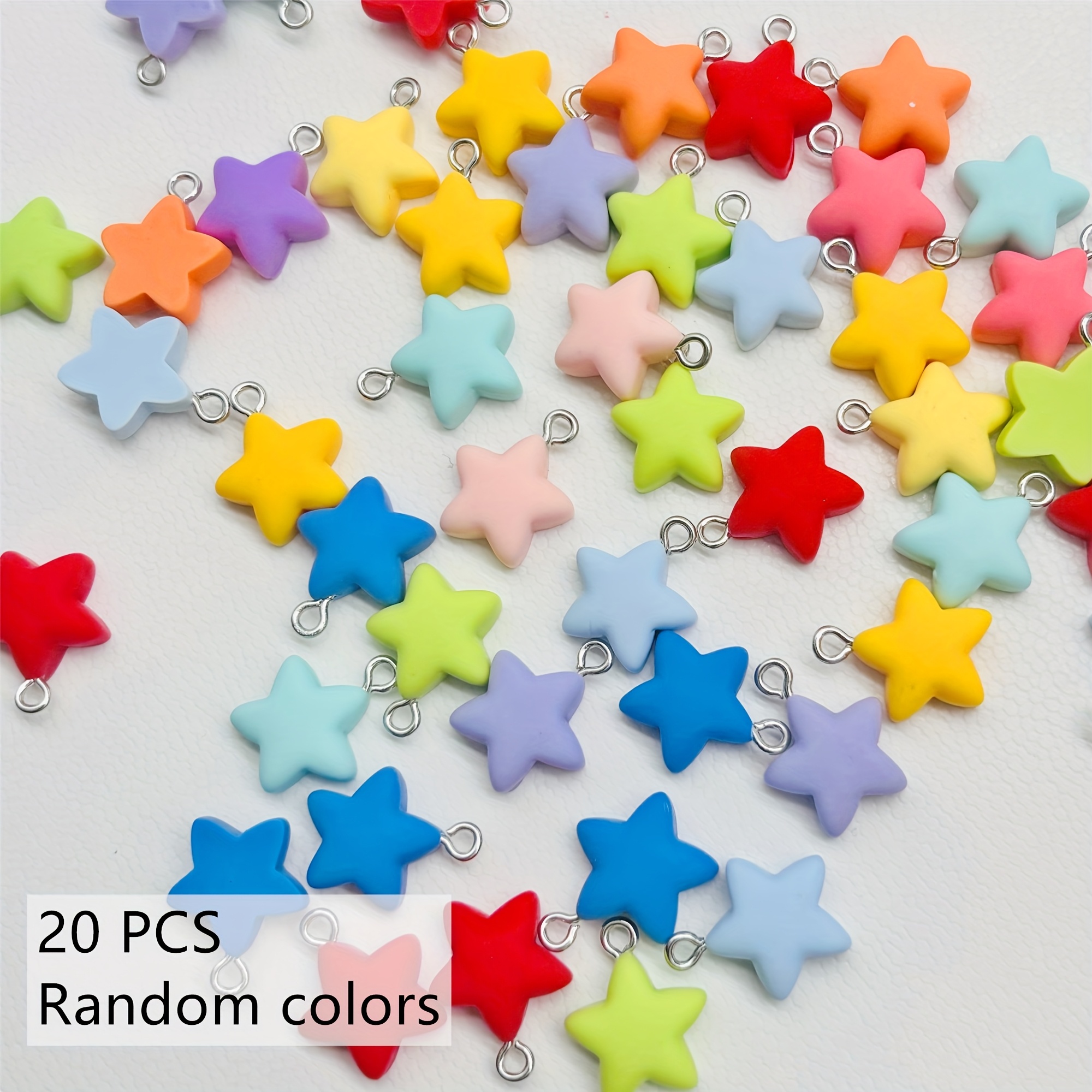E-shop 20 Stück Bunte Charm-Anhänger in Sternform, Dekorative Resin-Accessoires für DIY-Schmuck und Schlüsselanhänger-Materialien