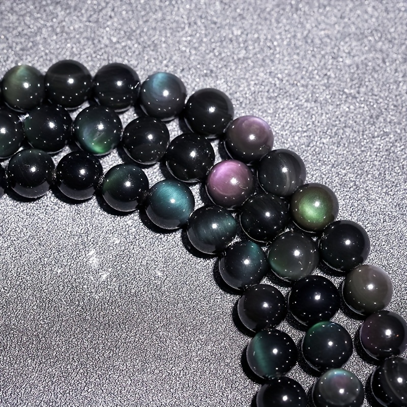 

Natural Stone Beads Rainbow Obsidian Round Loose Beads For Jewelry Making Diy Bracelet Necklace