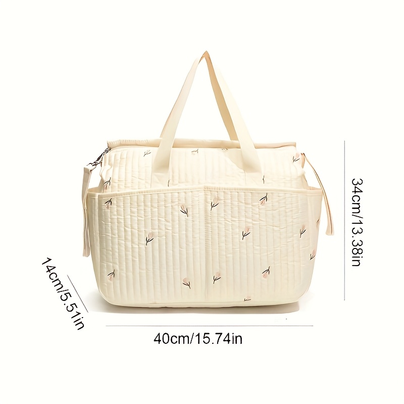 1pc White Quilted Travel Duffel Bag with Embroidered Bird Design - Large Capacity, Lightweight Polyester, Shoulder & Crossbody Straps, Perfect for Essentials & Weekend Getaways, Travel Bag