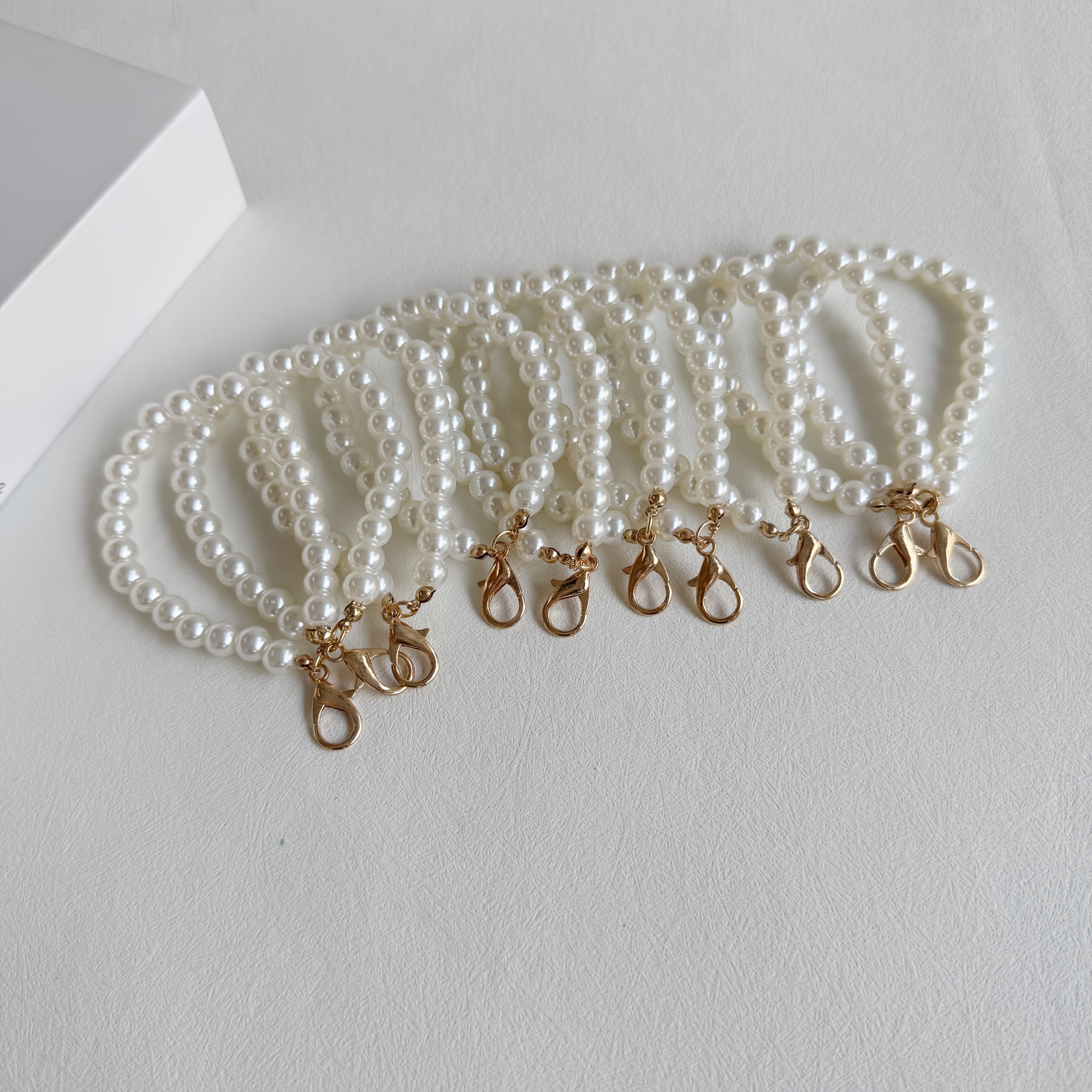 TEMU 12pcs Pearl Short Chain, Bag Keychain Mobile Phone Chain