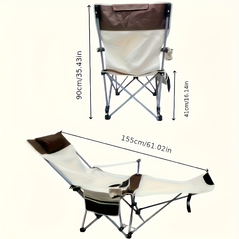 2 adult enlarged and widened light luxury outdoor folding lounge chairs portable camping backrest fishing chair home adjustable folding beach chair thickened steel pipe free headrest angle adjustment no storage Product details 6