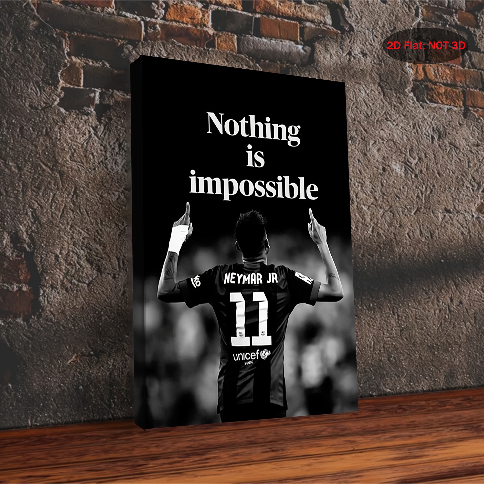 2d flat, 1pc   jr. soccer motivational poster -   is   inspirational wall art with jersey   &    , black & white football decor for home gym, bedroom, living room - 29.97x39.88 cm framed canvas print,   gift for fans 0