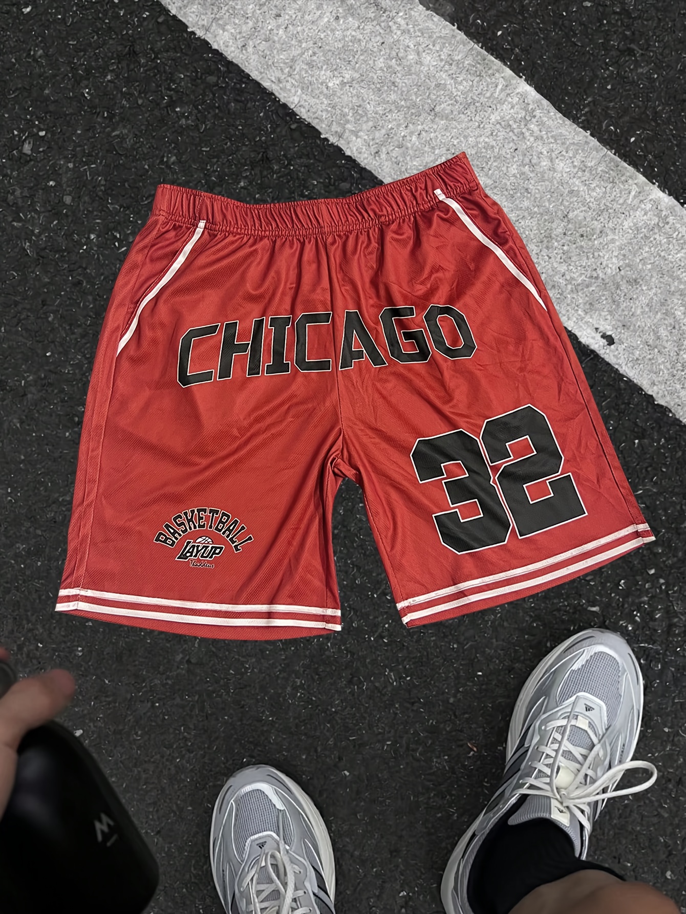 shorts casuais masculinos com cintura de   e estampa de  , shorts esportivos color block para basquete, presente ideal para   ou namorado