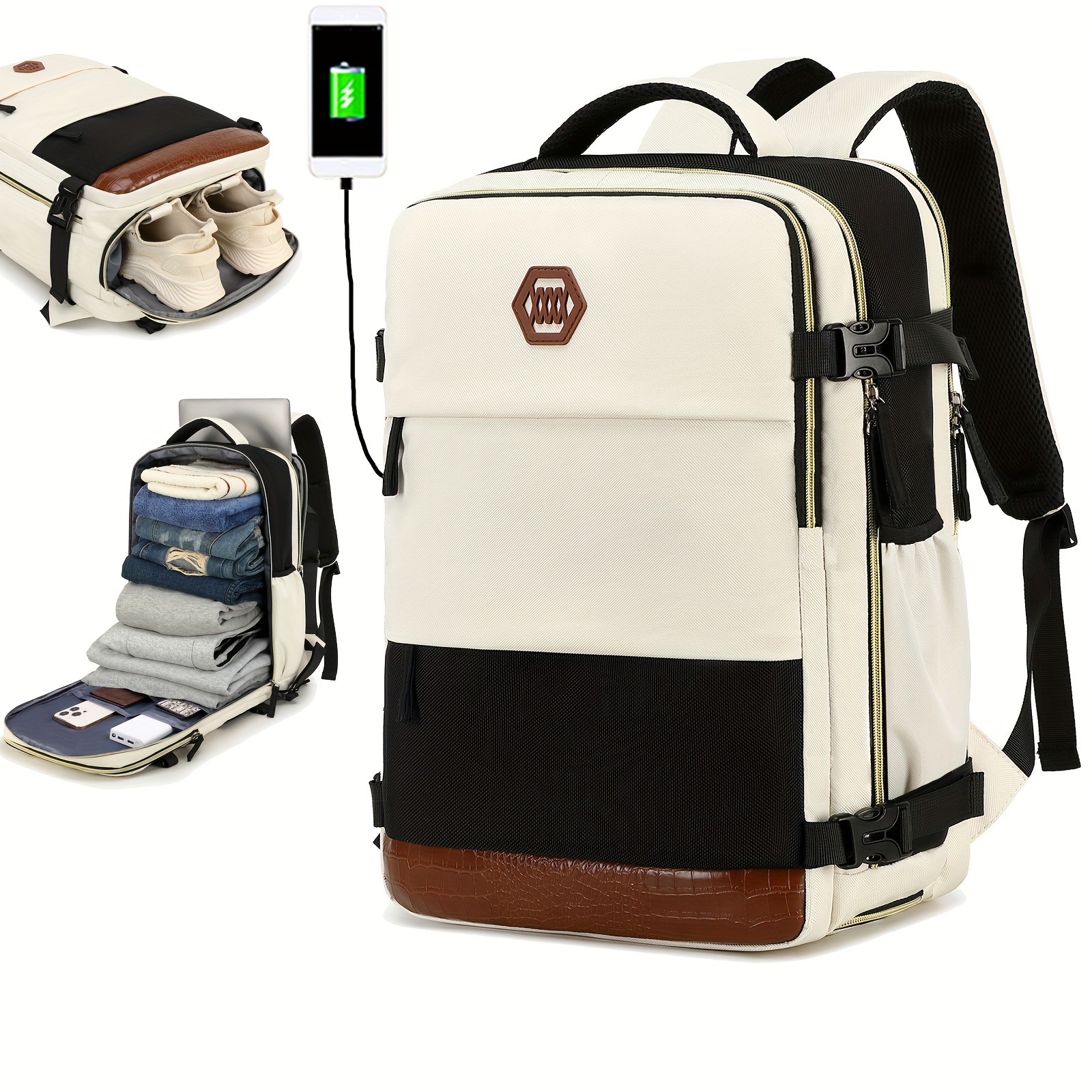 

Travel Backpack, Airline Approved Laptop Rucksack With Shoe Compartment, College Computer Bag, Casual Daypack