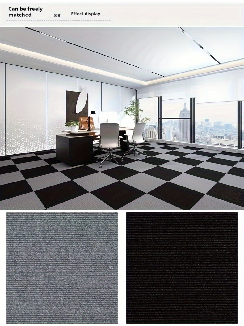 square self   carpet tiles for office and home non slip   polyester area rugs machine made solid   for room office and porch decor pack of multiple pieces details 6