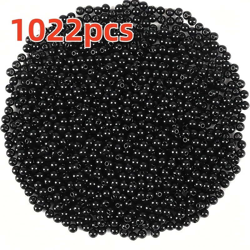 TEMU 1022pcs 4mm Acrylic Black Round Beads, Perfect For Jewelry Making, Friendship Bracelet, Christmas Series, Handcrafted Beads For Necklace,