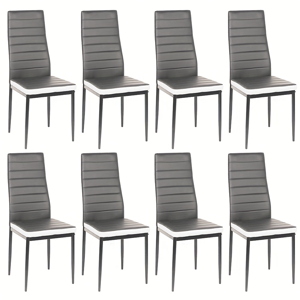 8 Pu Padded Dining Chairs - Suitable For Restaurants, Events, And Kitchens, Featuring Commercial-grade High Backs | Easy To Clean And Scratch-resistant