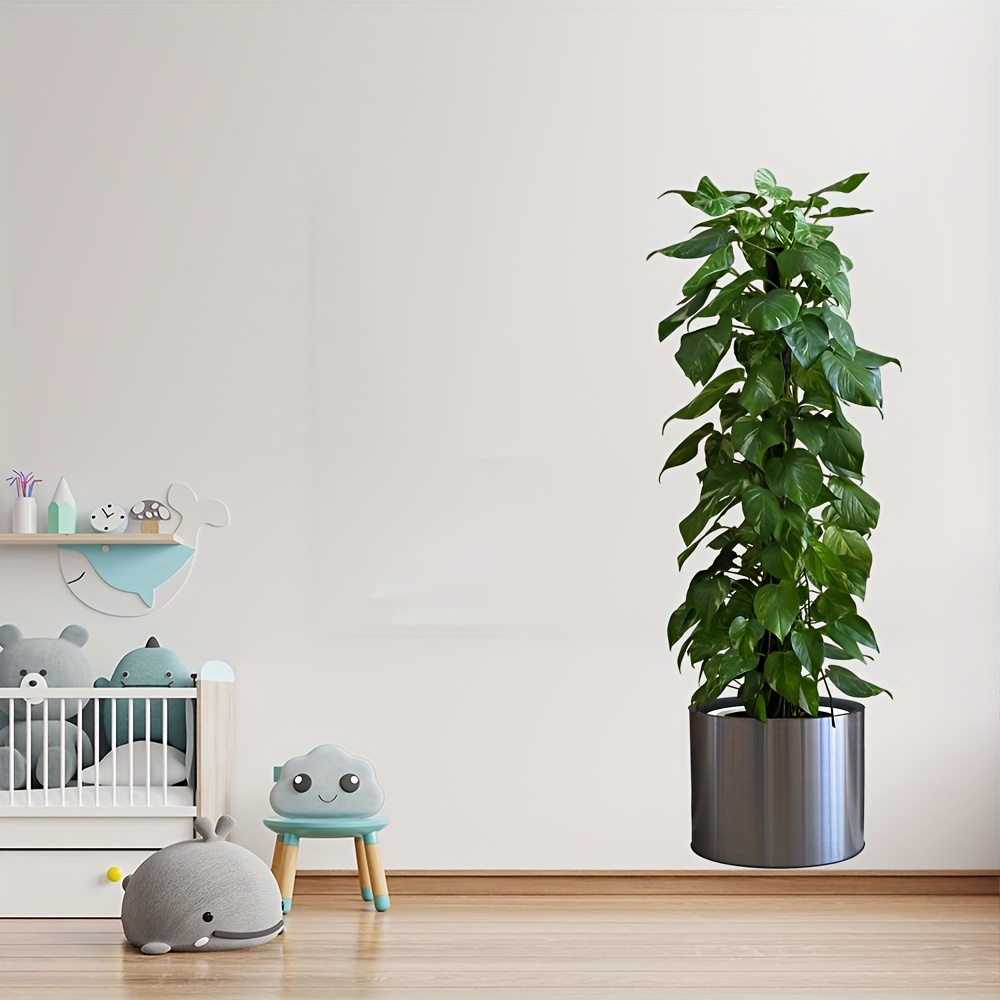 Image of Green Leaves And Plants Potted Wall Stickers For Living Room, Bedroom, Entrance, Glass Showcase, And Cabinet Removable Self Adhesive Decorative Paintings