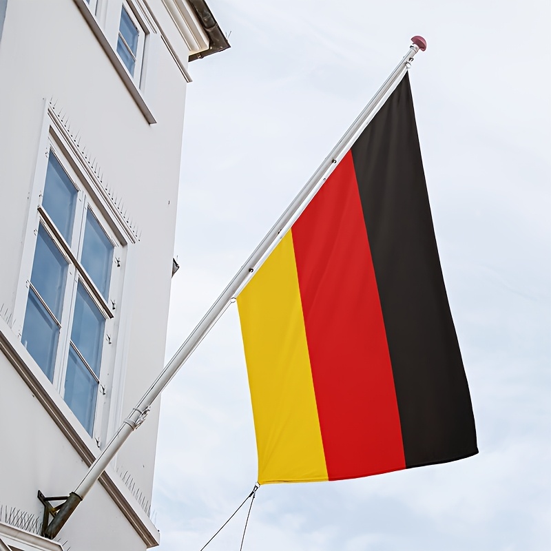 E-shop Deutschlandflagge in mehreren Größen, hochwertige Nationalflagge aus Polyester – Bunte Deutschlandflagge mit goldenem Messing-Knopfloch,