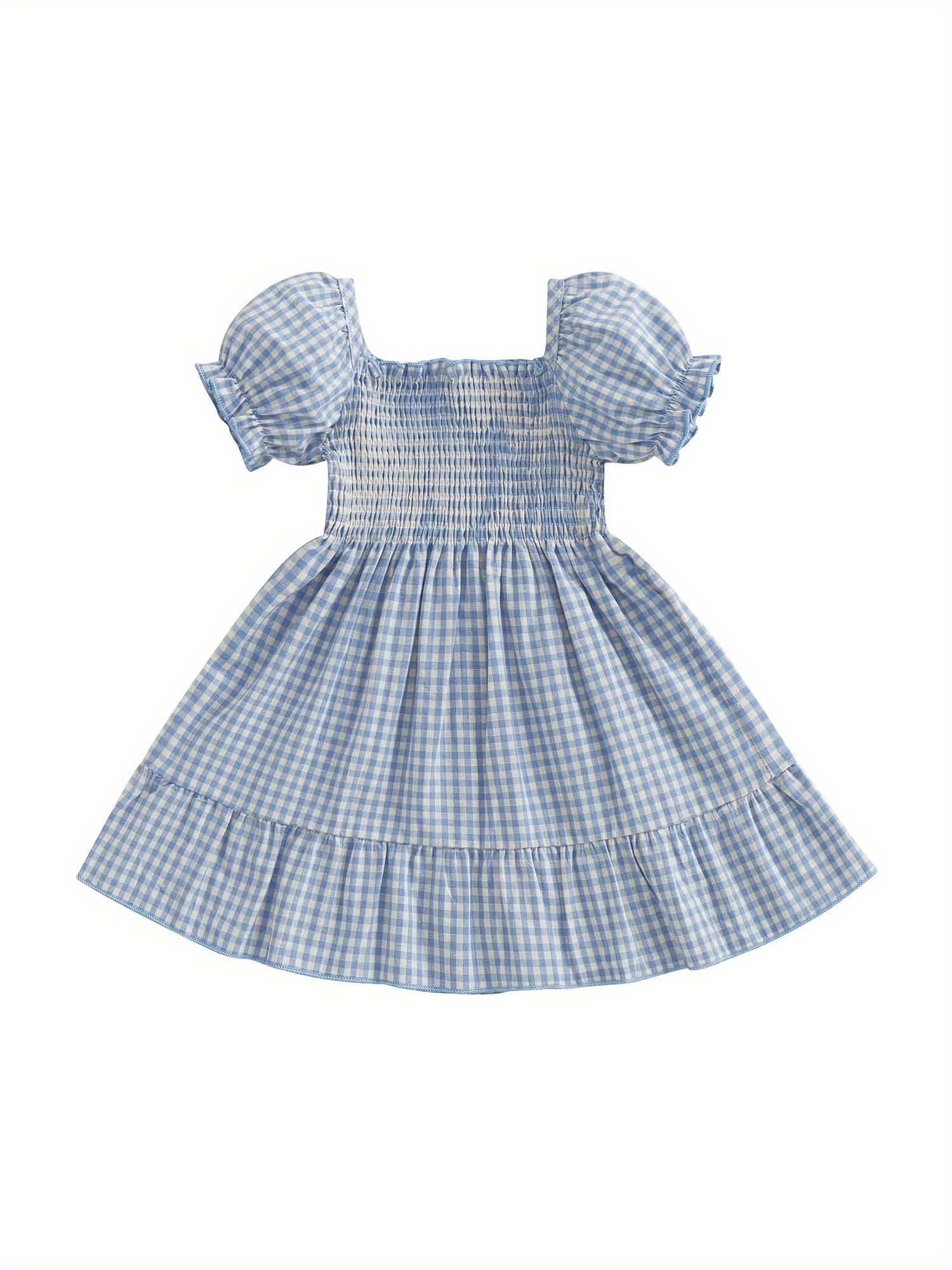 princess polly baby blue dress toddler girls cotton blend a line dress puff sleeves