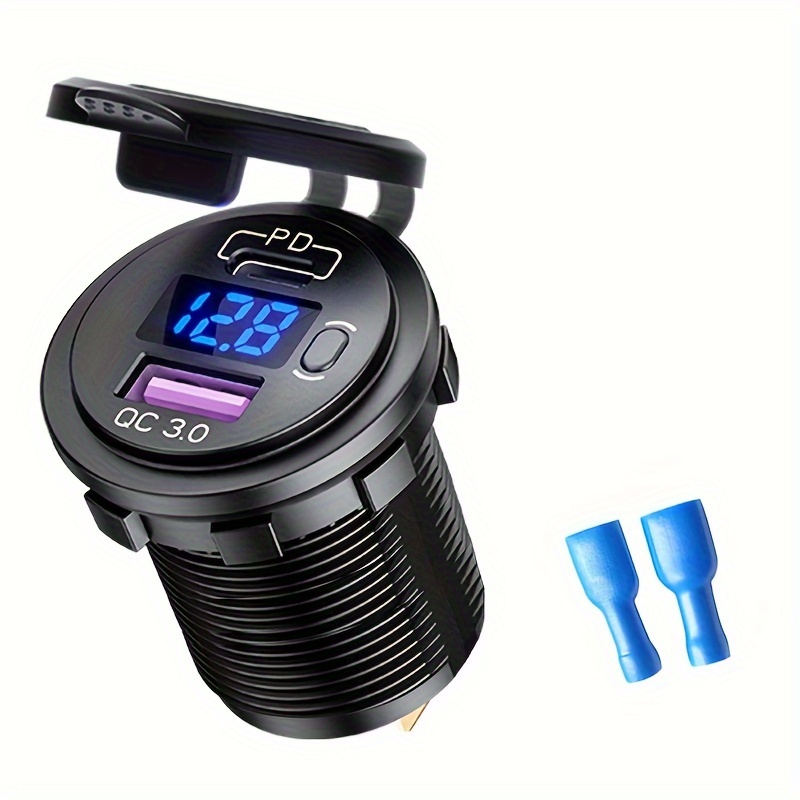 

New Car Pd Charger Type-c Plus Usb Interface Qc3.0 Car Modification Fast Charger With Digital Voltage Switch Control