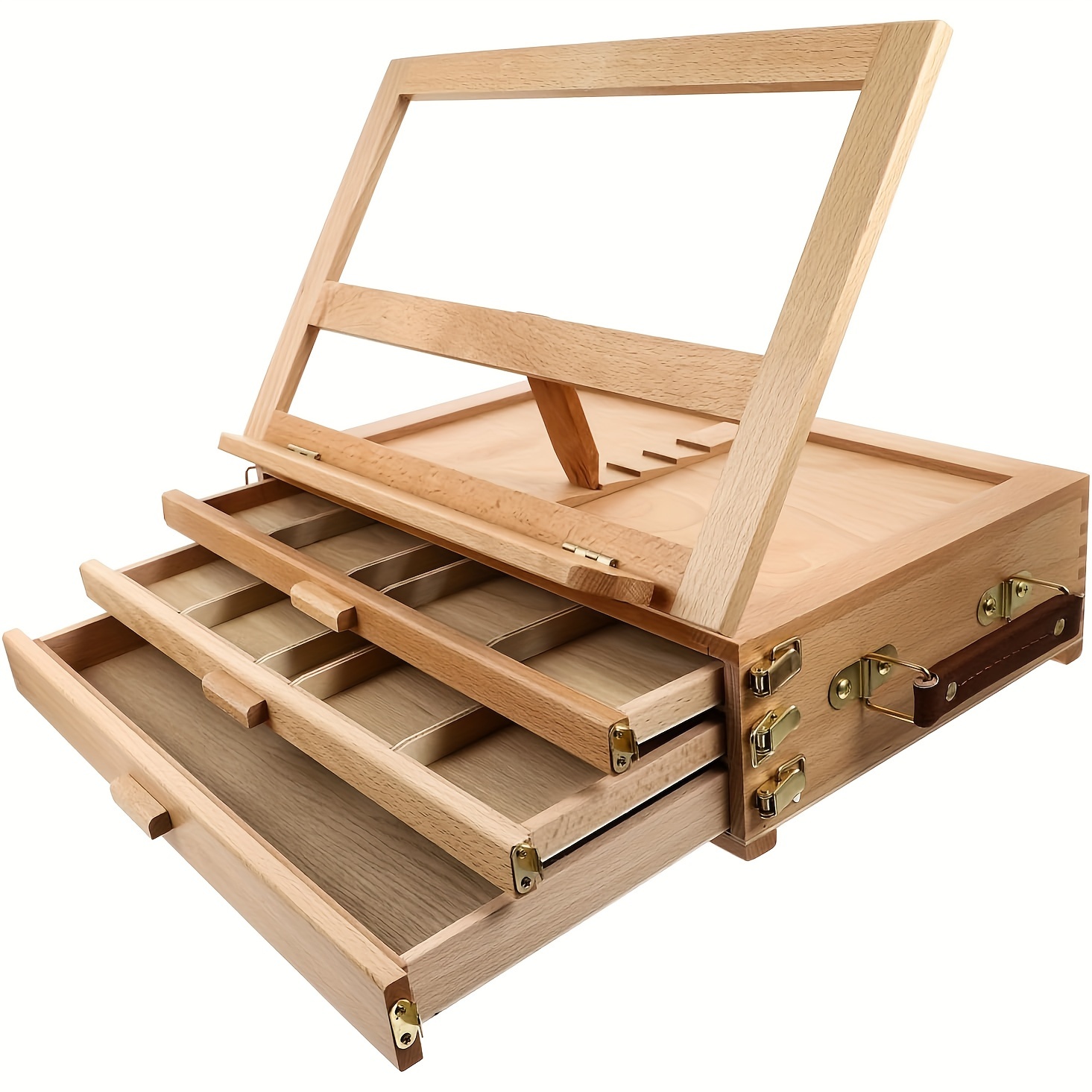 

Boîte De Rangement En Bois À 3 Tiroirs Réglables, Chevalet En Bois Portable Pour Artiste, Étui De Bureau En Bois, Support De Livre Chevalet, Fournitures D'art