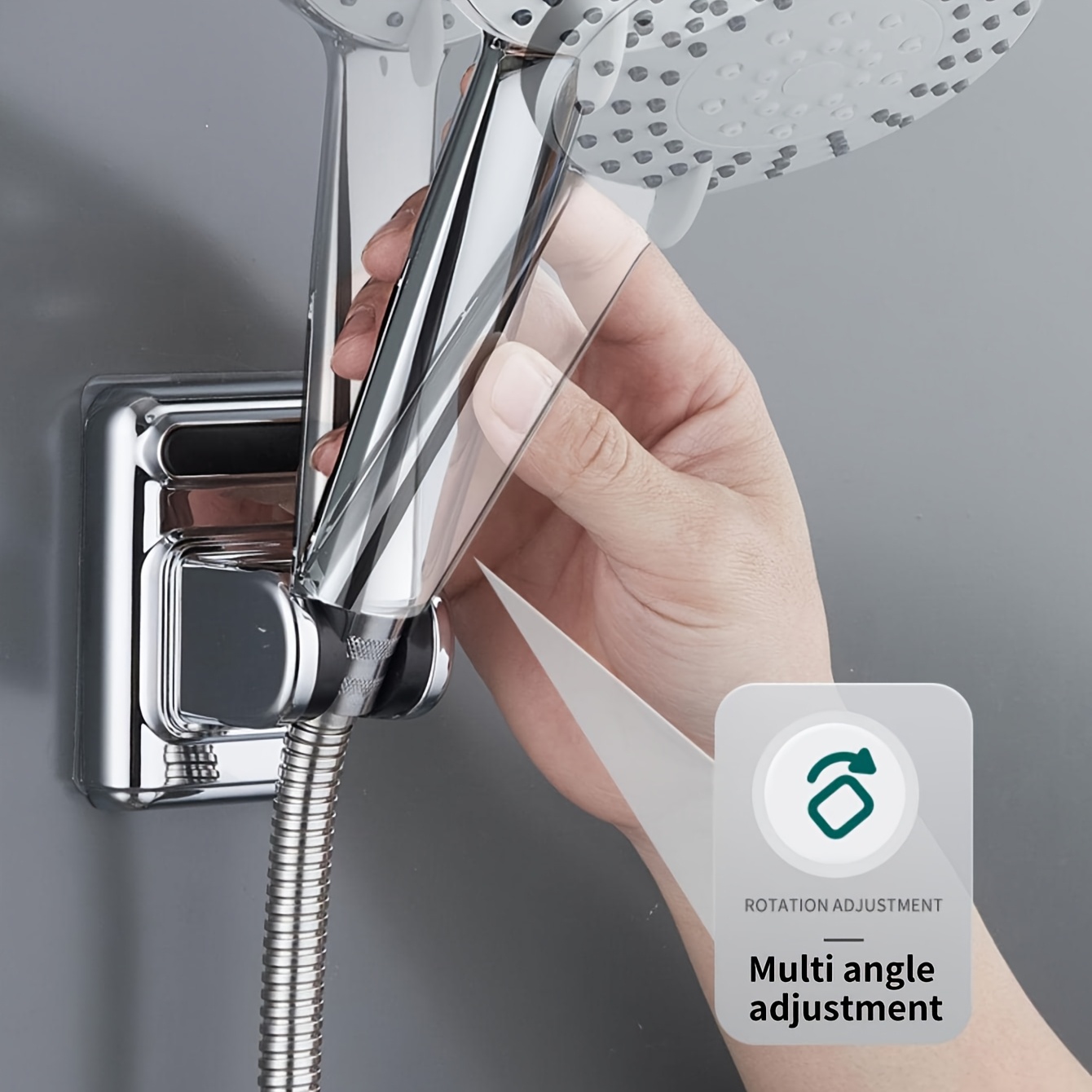 1pc, No-drill Shower Head Holder, Shower Head Base, Universal For Shower Hose. Handheld Shower Holder