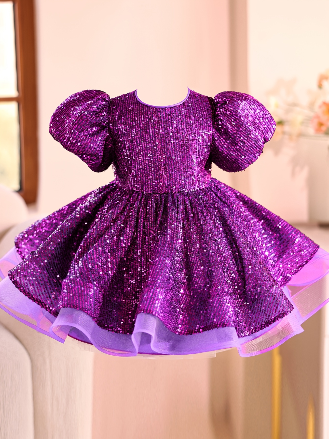 IMJONO Robe Princesse Enfant,sans Manches Brodé Floral Tulle Robe Fille
