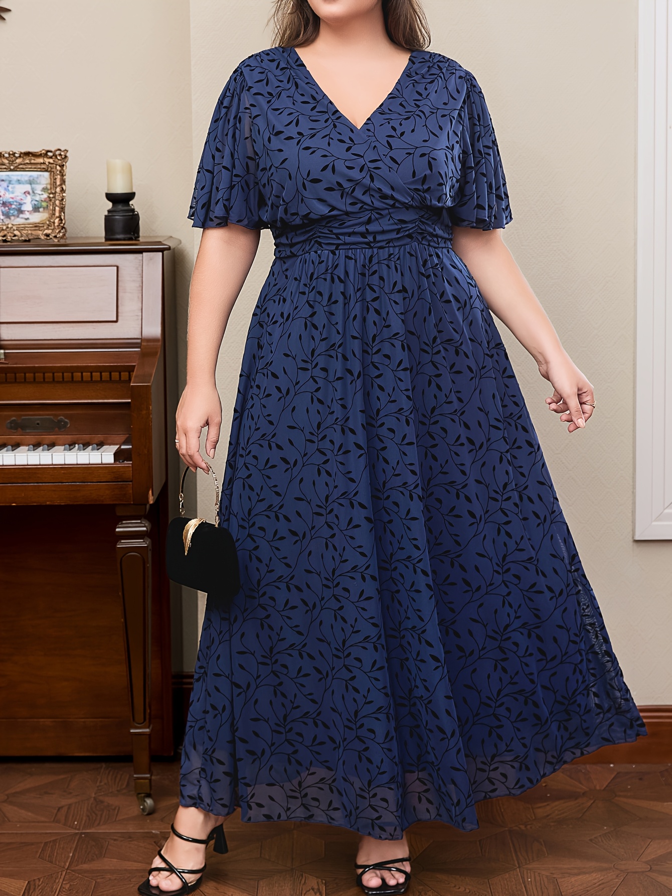 slim fit dress slacks Maiah Navy Maxi Dress - US 14