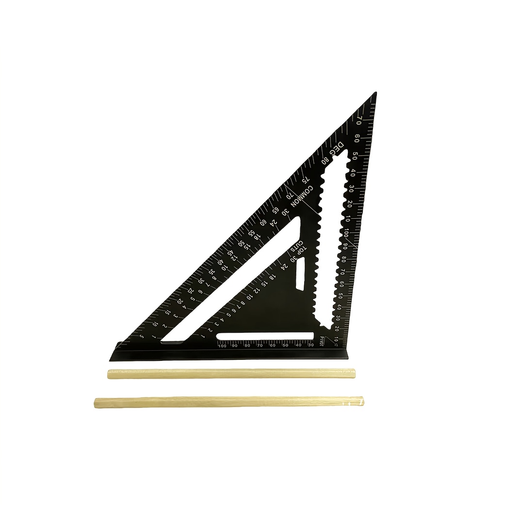 TEMU Aluminum 7inch Ruler, Drawing Pencils, Red/blue/black Optional, 45°/90° Ruler, Can Measure And Draw Lines, Multi-functional And Multi-scene