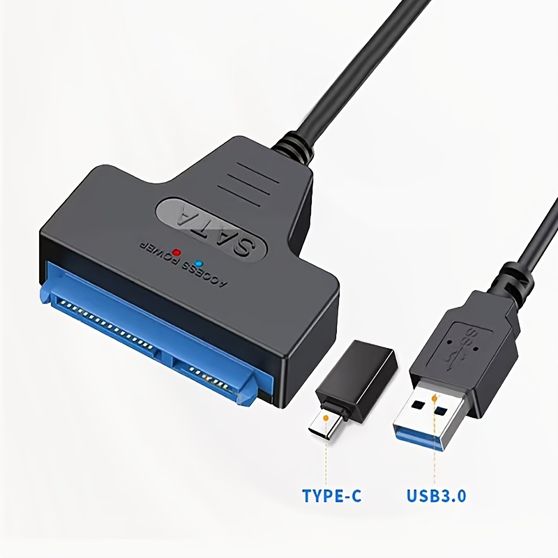 TEMU Usb 3.0 To Sata Hard Drive Adapter Cable With Type-c Adapter Connector 2.5