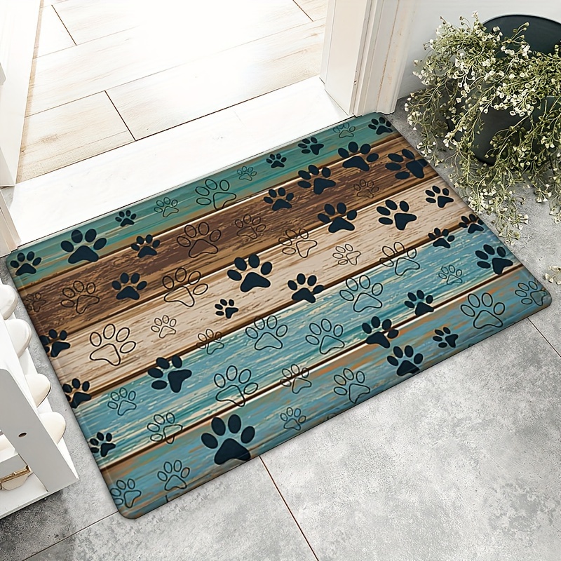 

1pc, Animal Paws Pattern Floor Mat, Flannel Modern Kitchen Rug, Indoor Carpet, Non-slip Kitchen Mat, For Home Decor, Room Decor
