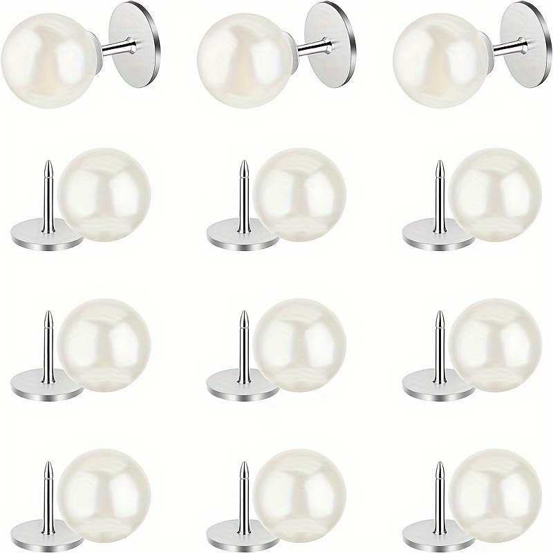 

12 Sets No-sew - Removable & Reusable Pearl Rivets For Clothing Crafts, Pin Buttons - Elegant Pearl Fasteners For Fashion & Diy Projects (12mm)