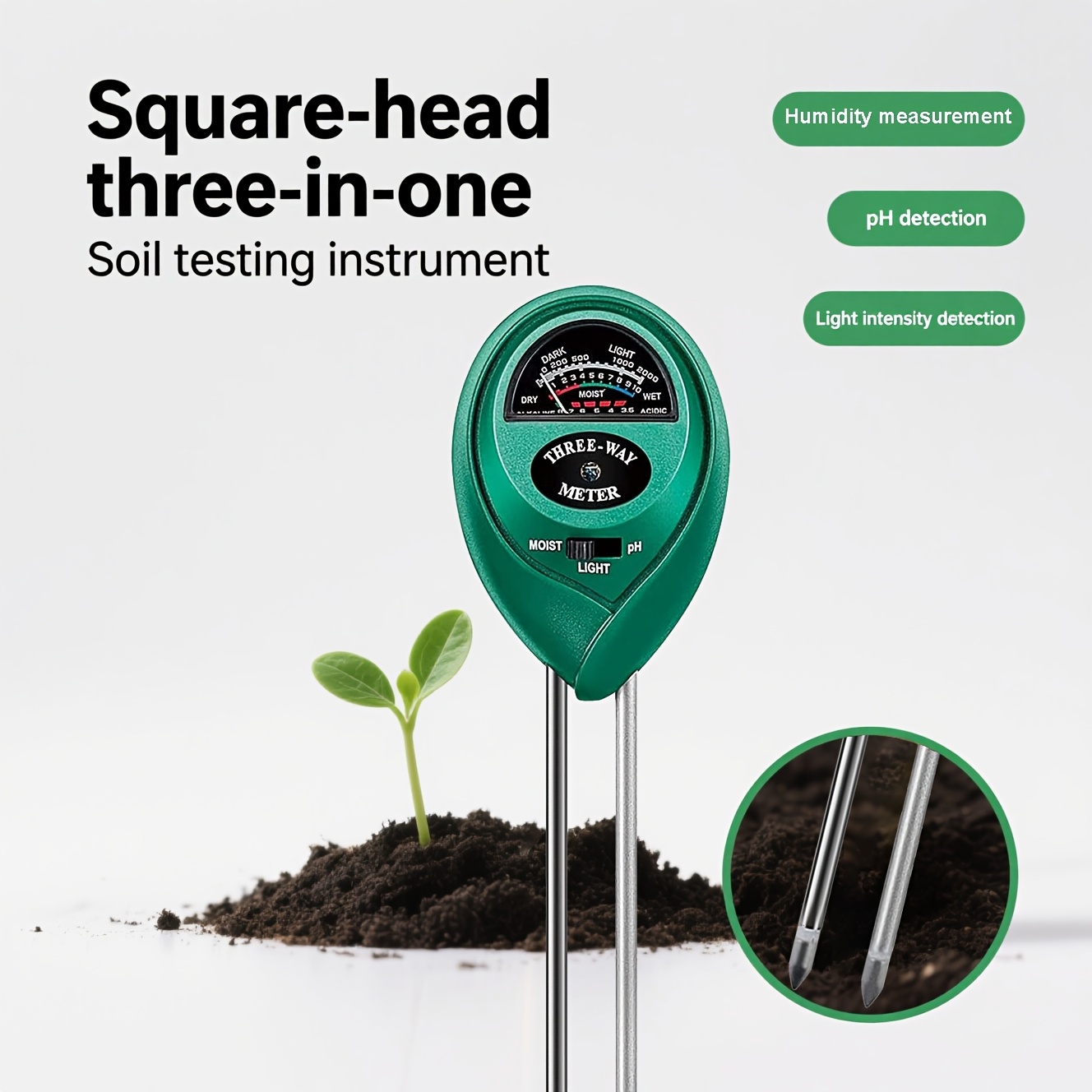 TEMU Tester 3 in 1 per uso per pH, umidit� e intensit� luminosa - Strumento multifunzionale di monitoraggio e test per piante in vaso, giardinaggio e