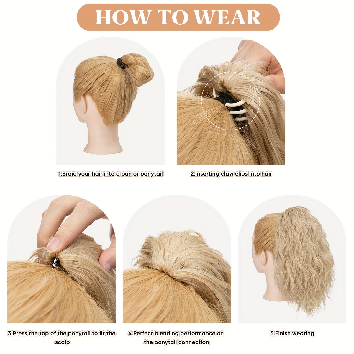 claw clip in ponytail extensions for women synthetic long wavy fluffy ponytail hairpieces 14inch hair accessories add volume   to   details 6