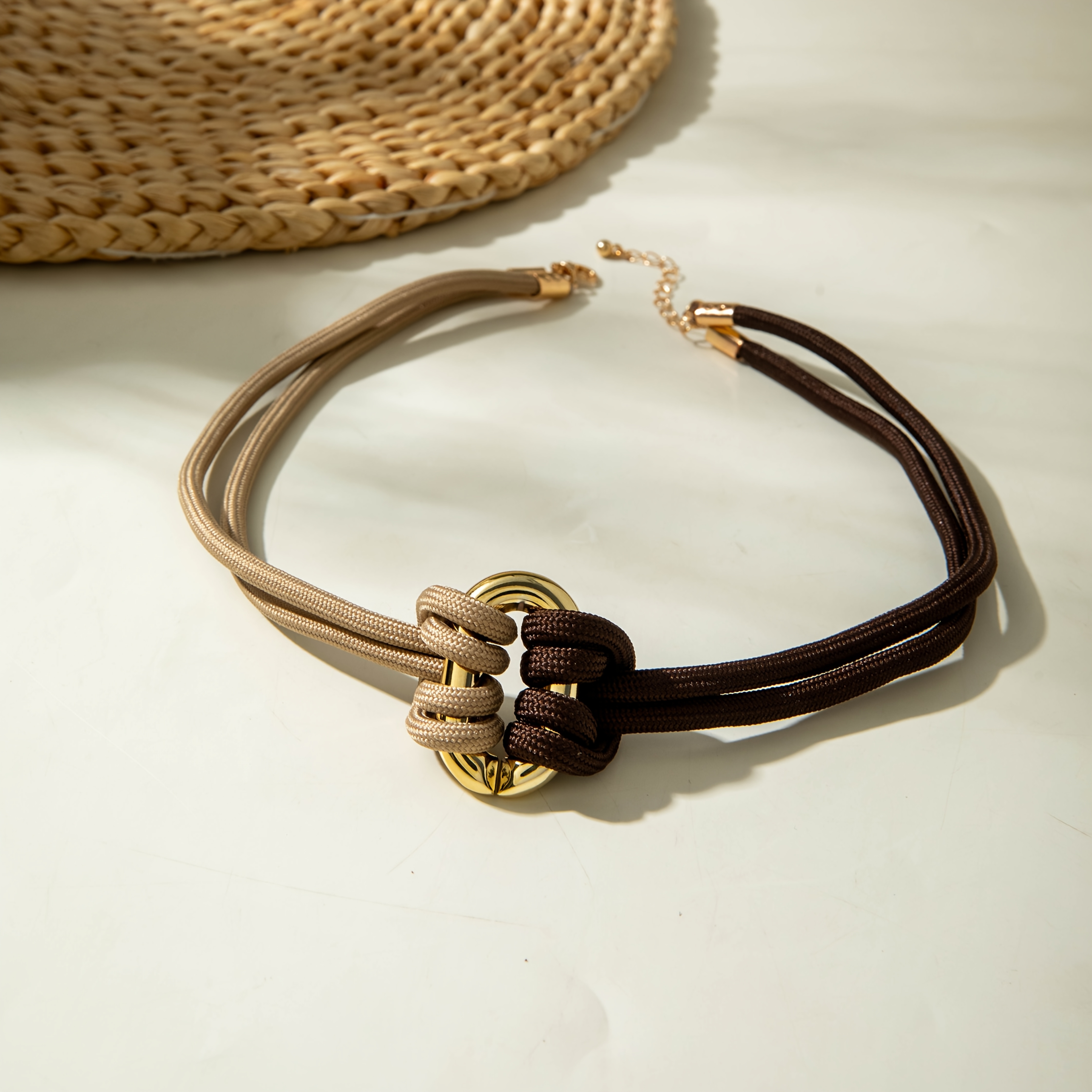 TEMU 1pc Simple Vintage Woven Hand-knotted Choker Necklace With Geometric Ccb Pendant, Collarbone Chain. Suitable For Women's Banquets, Gatherings,