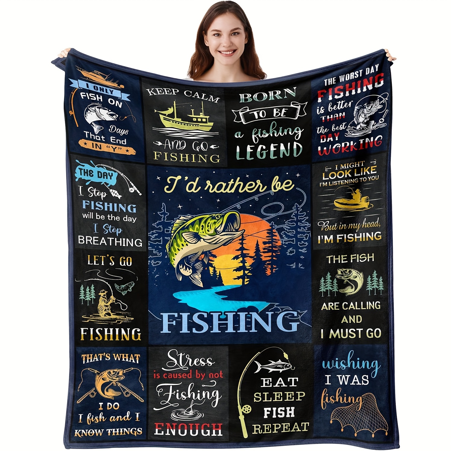 Gift Fishing Enthusiasts A Soft Flannel Blanket Fish Bait - Temu