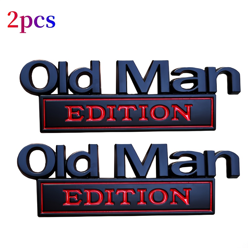 Image of 2pcs New Old Man Edition Car Metal Leaf Plate Logo - Suitable For Modifying The Body Of Cars, Trucks, Suvs, And Motorcycles With Badge Signs