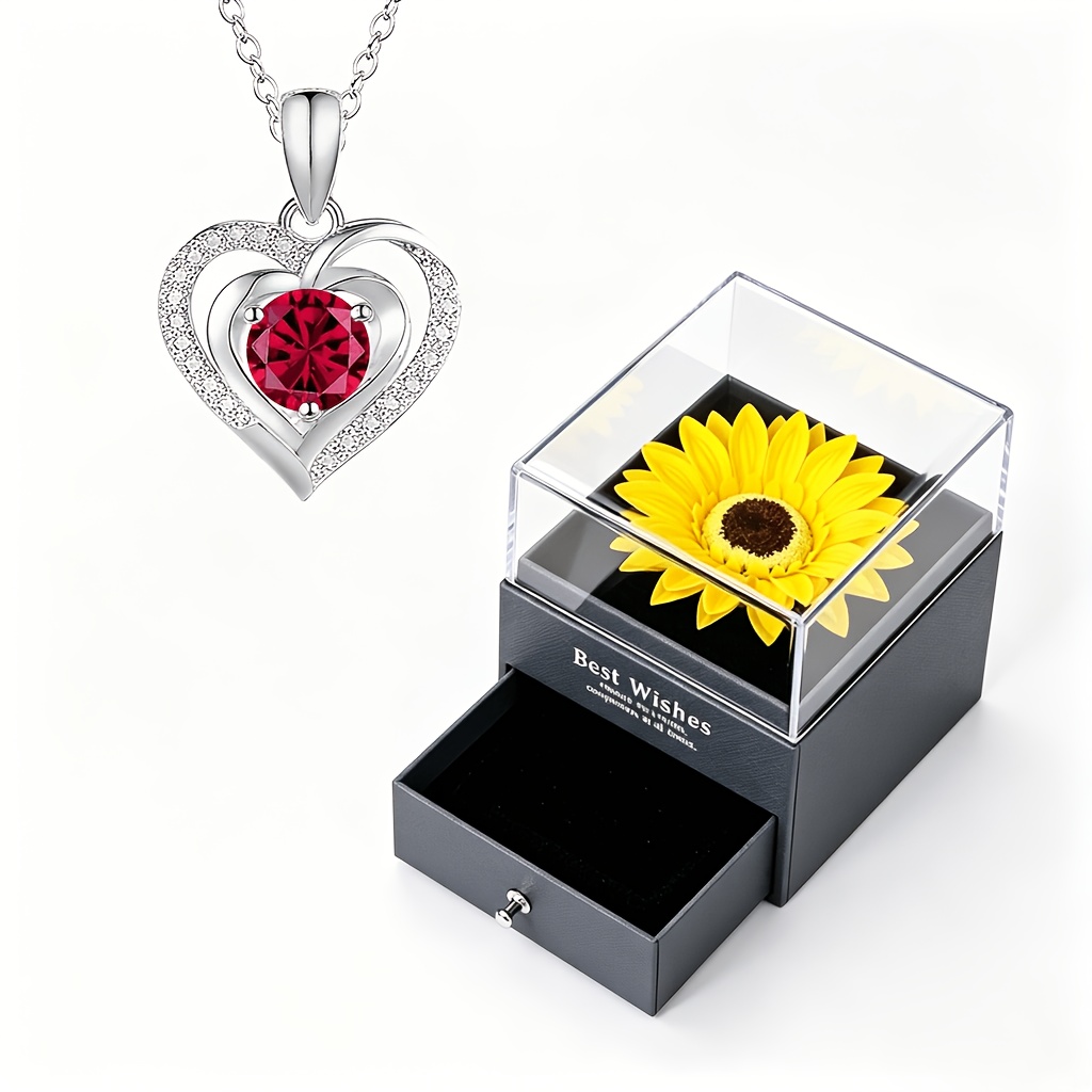 Double Heart Cubic Synthetic Zirconia Pendant Necklace Set
