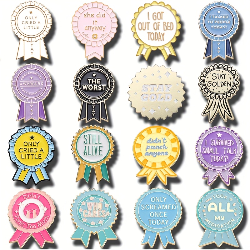 TEMU Ensemble de broches médailles émaillées charmantes 16 pièces - Pin' revers mignons pour vestes et jeans, ajouts de mode uniques