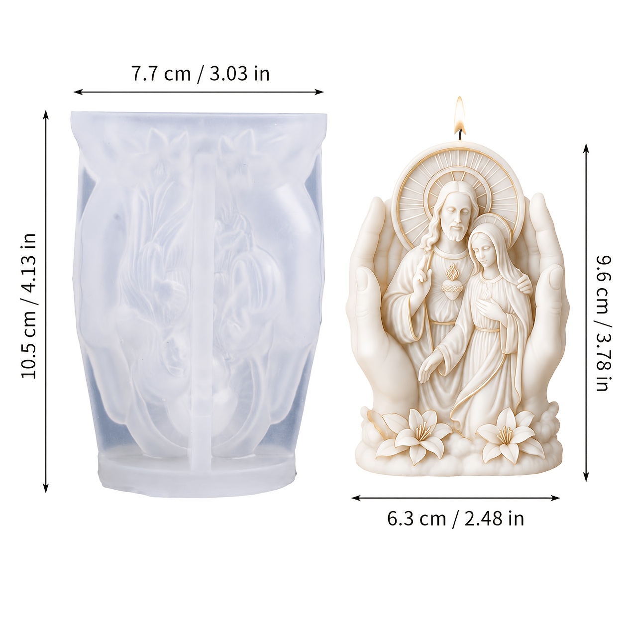 TEMU Stampo CNQNC Famiglia per artigianato in resina e gesso - Stampo religioso 3D Ges羅 Maria con facile sformatura, forma irregolare per profumati,