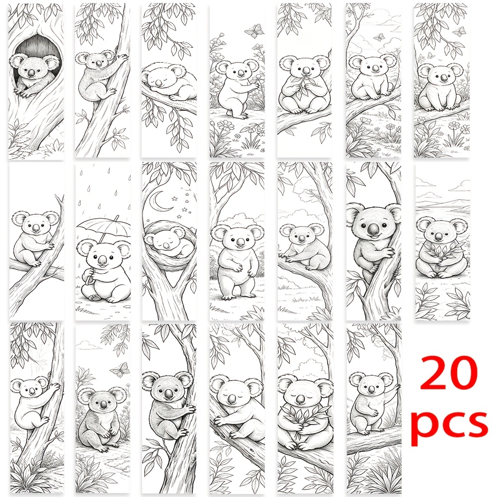 TEMU 20 stuks Bladwijzer Set, Cartoon Luiaard, , Schattig, Jungle, Natuur, Handgetekend, Healing, Moe, 2D Geprinte Praktische Bladwijzer, Dagelijkse